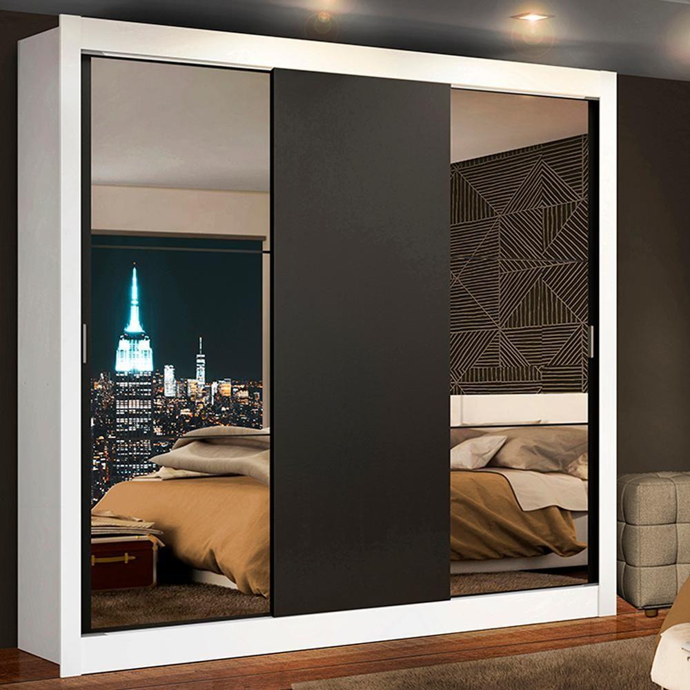 Guarda Roupa Casal Mônaco 3 Portas de Correr Espelhos Madesa - 4