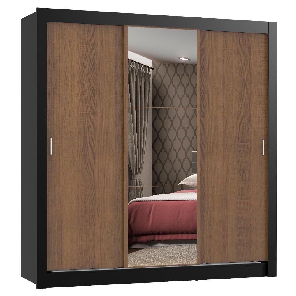 Guarda Roupa Casal Mônaco 3 Portas de Correr Espelho Madesa - 1