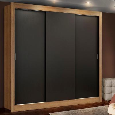 Guarda Roupa Casal Lyon 3 Portas de Correr 2 Gavetas Rustic-preto MDP