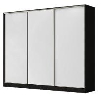 Guarda Roupa Casal 100% MDF Madesa Zurique 3 Portas de Correr Preto Branco - 1