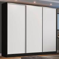 Guarda Roupa Casal 100% MDF Madesa Zurique 3 Portas de Correr Preto Branco - 2