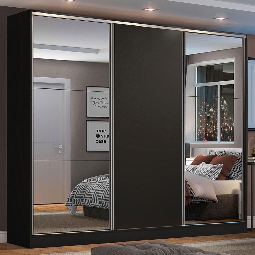 Guarda Roupa Casal Madesa Zurique 3 Portas Correr c/Espelhos - 1