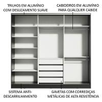 Guarda Roupa Casal Madesa Zurique 3 Portas Correr c/Espelhos - 6