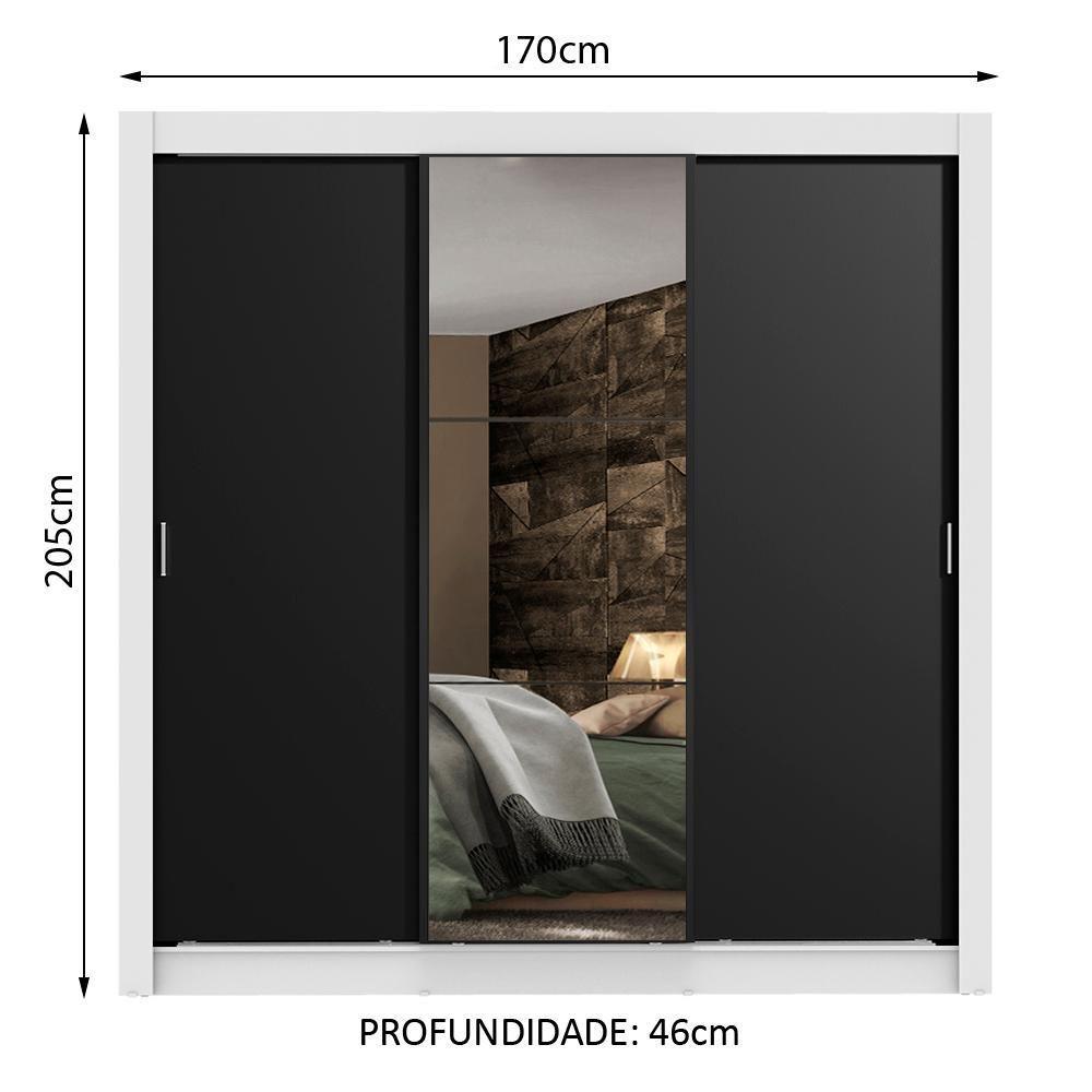 Guarda Roupa 3 Portas de Correr com Espelho 4 Gavetas Madesa - 3