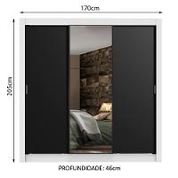 Guarda Roupa 3 Portas de Correr com Espelho 4 Gavetas Madesa - 3