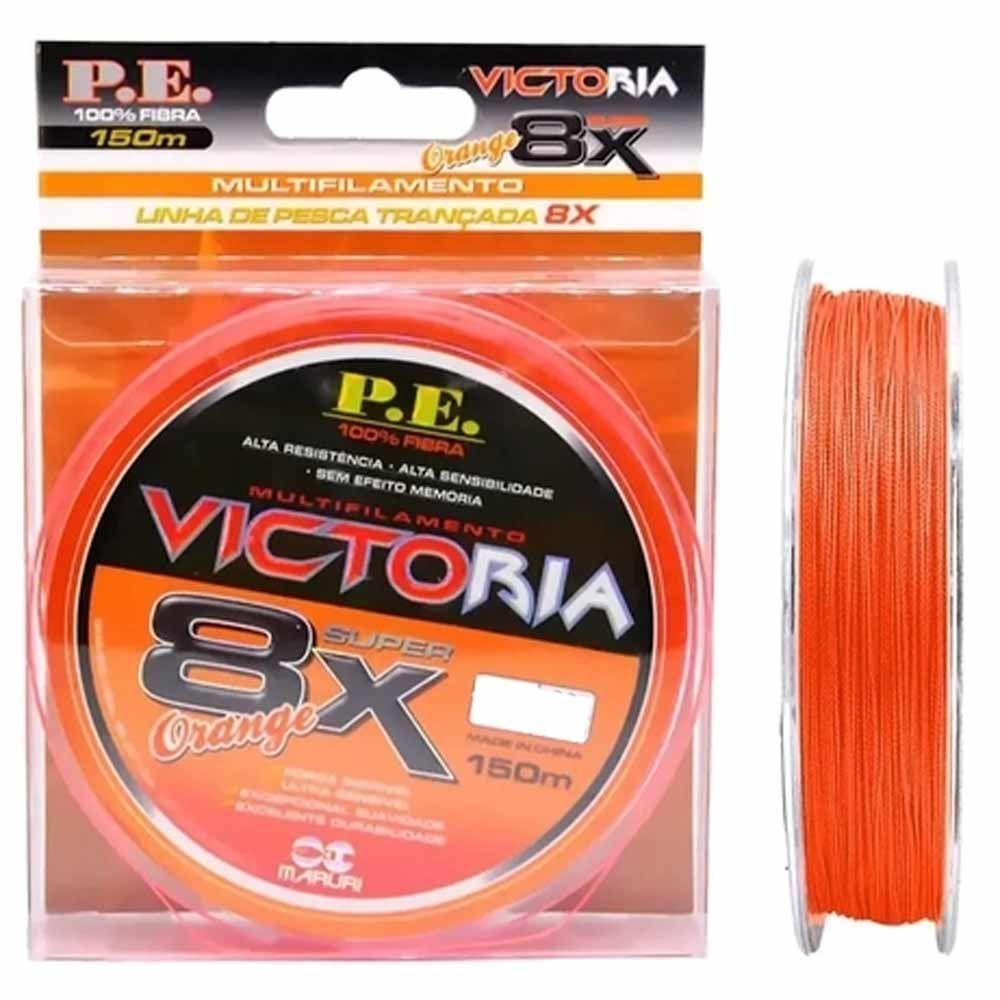 Linha Multifilamento Victoria 8 Fios 150m Laranja Medida 0.18mm 23lbs - 4