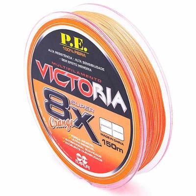 Linha Multifilamento Victoria 8 Fios 150m Laranja Medida 0.18mm 23lbs