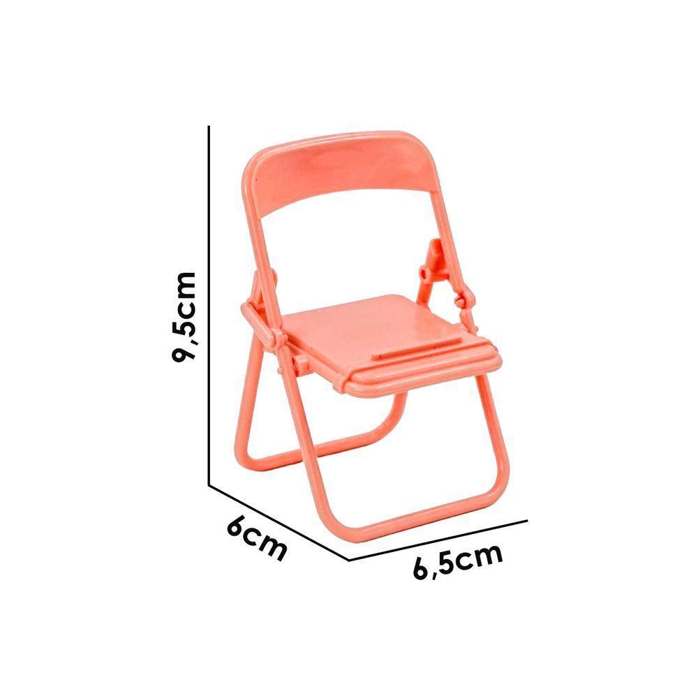 Suporte Celular Formato Cadeira Portatil Dobravel De Mesa Criativo Rosa - 2