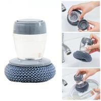 Escova Limpeza Com Dispenser Detergente Palha De Aço Cozinha Esponja Limpa Panela - 3