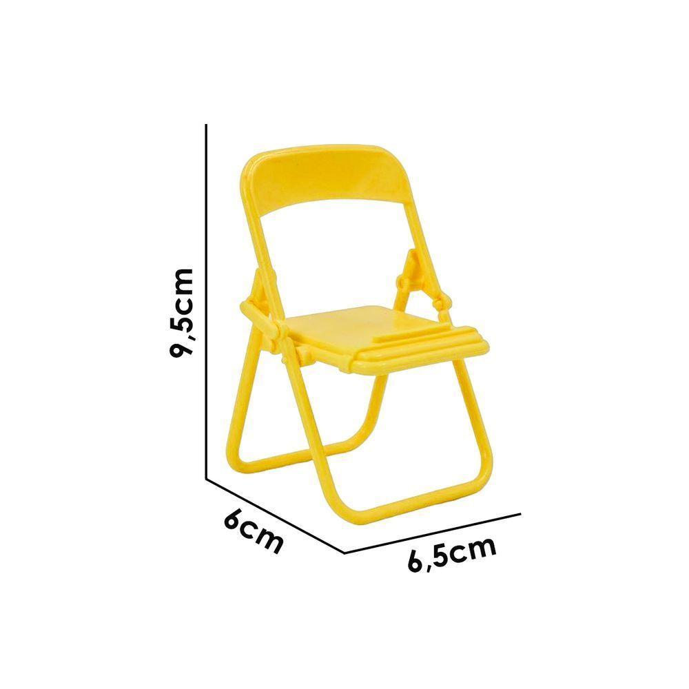 Suporte Celular Formato Cadeira Portatil Dobravel De Mesa Criativo Amarelo - 4