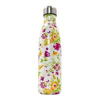 Garrafa Termica Aço Inox Com Estampa 500ml Modelo:flores Roxo E Amarelo - 1