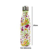 Garrafa Termica Aço Inox Com Estampa 500ml Modelo:flores Roxo E Amarelo - 2