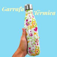 Garrafa Termica Aço Inox Com Estampa 500ml Modelo:flores Roxo E Amarelo - 6