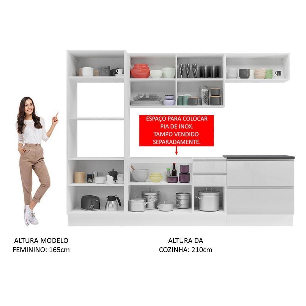 Cozinha Completa Mdf Madesa Acordes Frentes Branco Brilho - 10