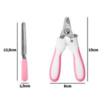 Alicate Pet Tesoura Corte De Unhas Cachorro Gato Com Lixa Rosa - 3