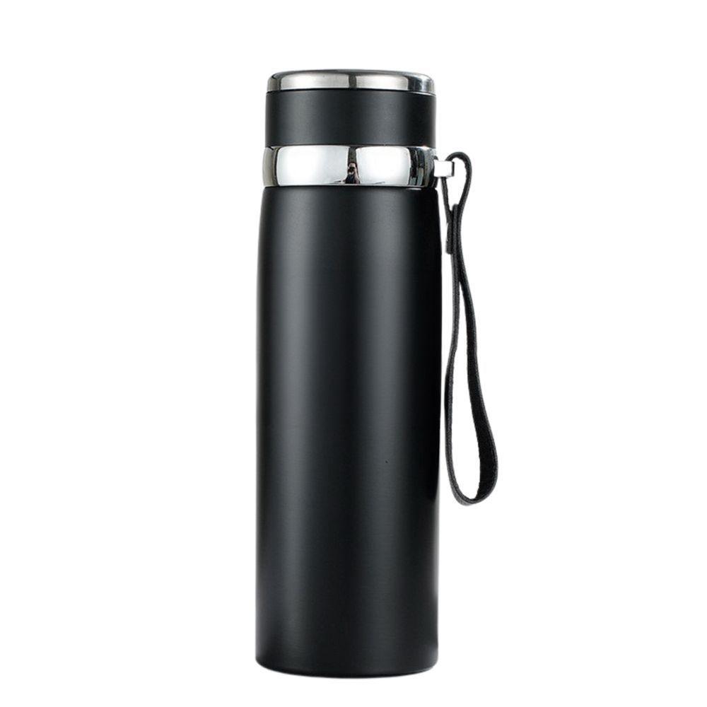 Garrafinha Térmica Aço Inox 800ml água Gelada Quente C/ Vedação Academia Trilha Preto - 1