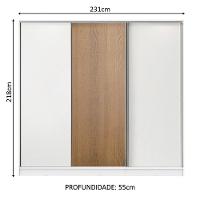 Guarda Roupa Casal 100% MDF Zurique 3 Portas de Correr Madesa - 3