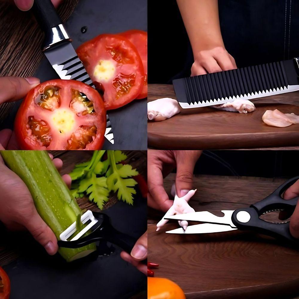 Jogo De Facas Conjunto 8 Peças Aço Inox Garra Tesoura Cozinha - 4