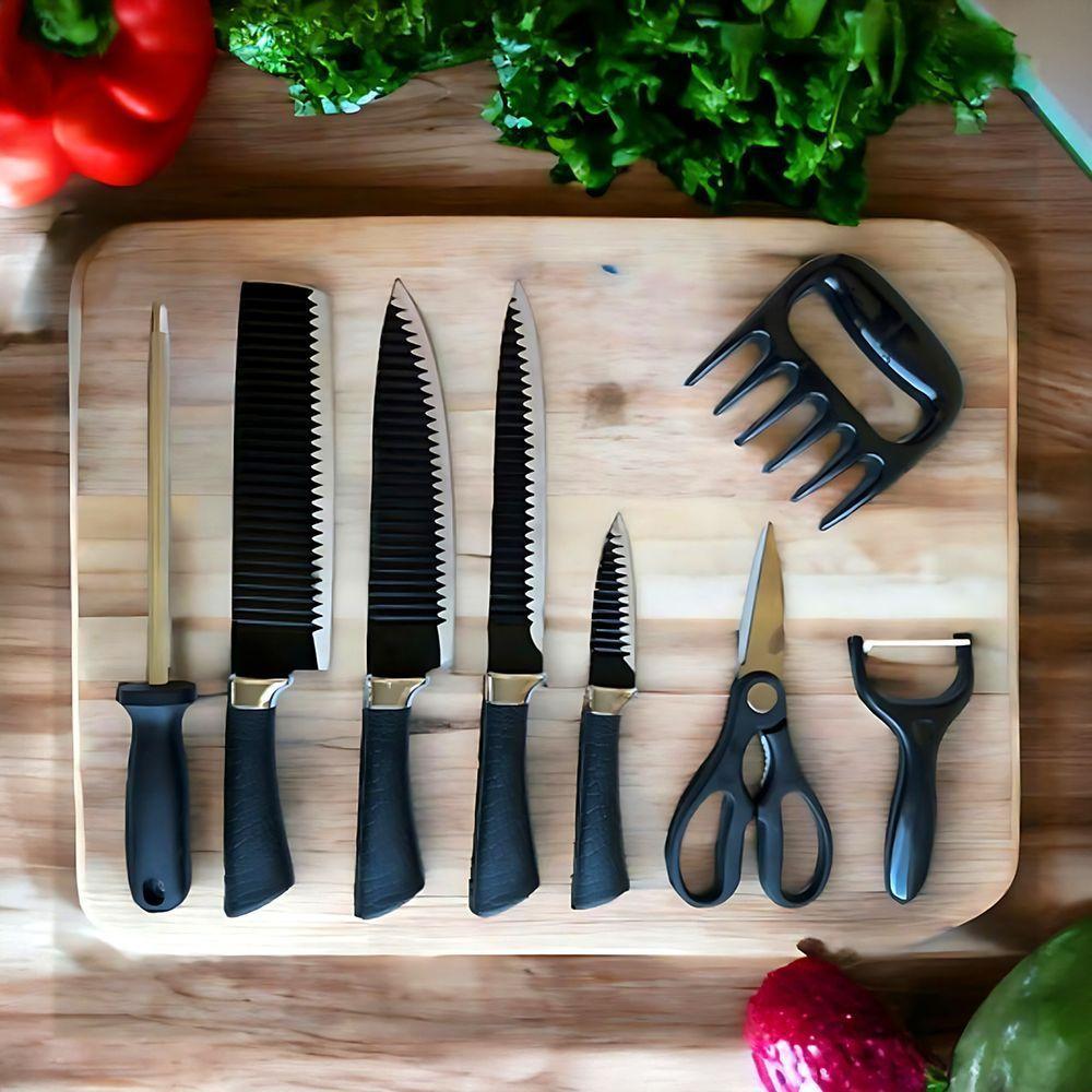 Jogo De Facas Conjunto 8 Peças Aço Inox Garra Tesoura Cozinha - 6