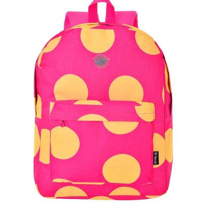 Mochila De Costas Feminina Juvenil Básica Bolinhas Pink