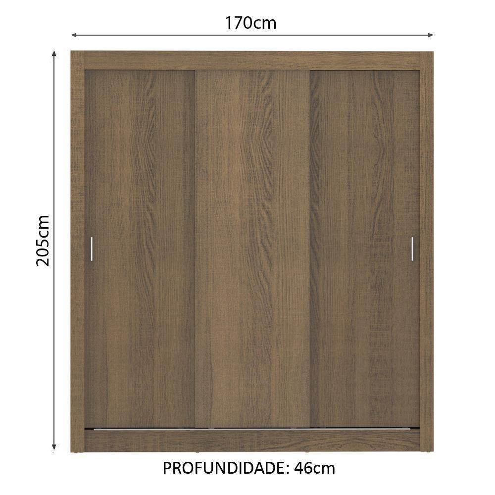 Guarda-Roupa Casal Lyon Plus Portas de Correr Rustic Madesa - 9