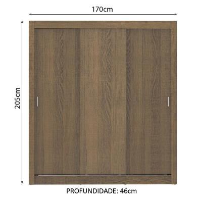 Guarda Roupa Casal Lyon Plus 3 Portas de Correr 4 Gavetas Rustic Madesa