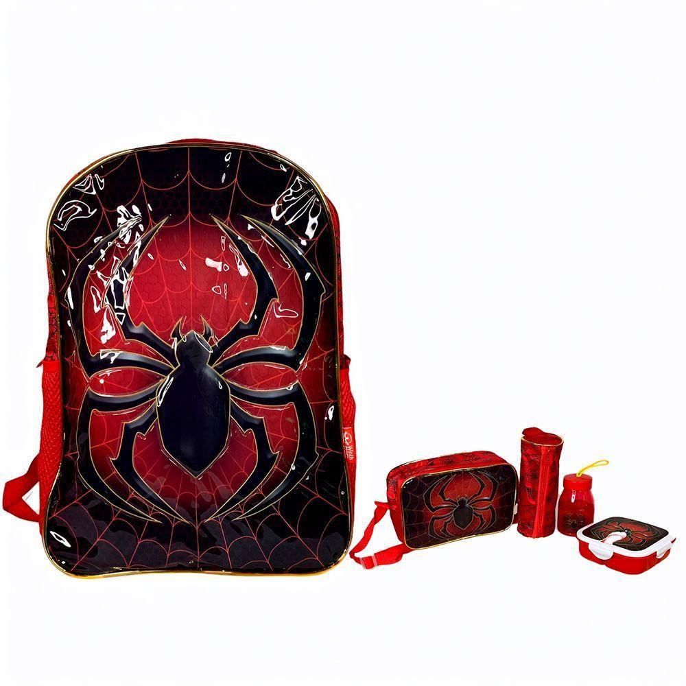 Kit Mochila Escolar Com Acessórios Infantil Homem Aranha Cor:vermelho - 1