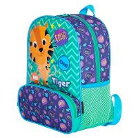 Mochila Infantil Com Bolso Externo Animais Escola Passeio Estampa Tigre - 2