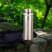 Garrafinha Térmica Aço Inox 800ml água Gelada Quente C/ Vedação Academia Trilha Azul Com Prata - 8