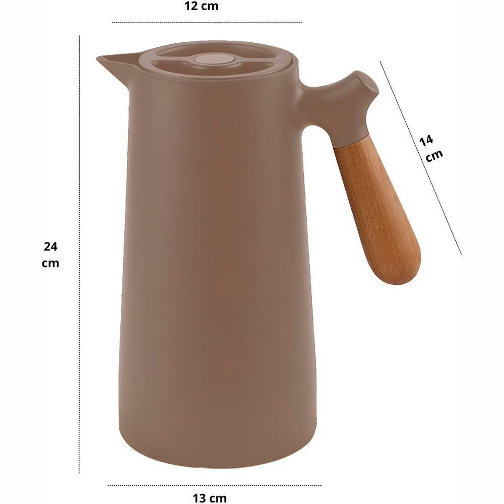 Garrafa Térmica Jarra Nórdica Inox Café Cabo Madeira Marrom - 2