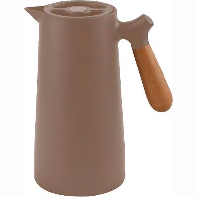 Garrafa Térmica Jarra Nórdica Inox Café Cabo Madeira Marrom