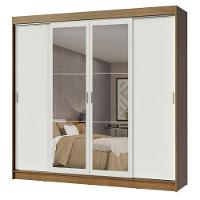 Guarda-roupa Casal Madesa Austin 4 Portas De Correr Com Espelhos 3 Gavetas - Rustic-branco Rustic-branco - 2