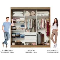 Guarda-roupa Casal Madesa Austin 4 Portas De Correr Com Espelhos 3 Gavetas - Rustic-branco Rustic-branco - 3