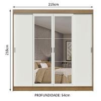 Guarda-roupa Casal Madesa Austin 4 Portas De Correr Com Espelhos 3 Gavetas - Rustic-branco Rustic-branco - 10
