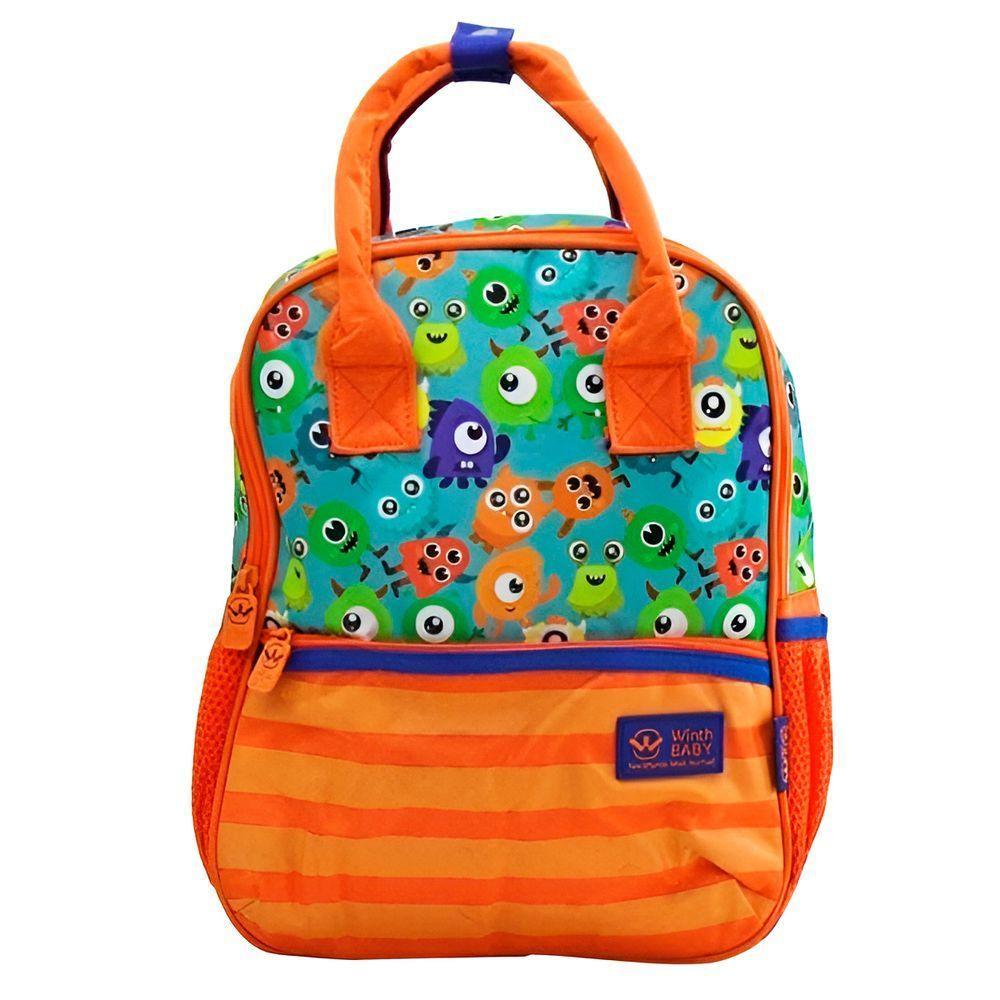 Mochila De Costas Bolsa Infantil Baby Masculina Monstrinhos Laranja - 1