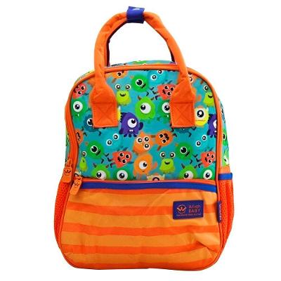 Mochila De Costas Bolsa Infantil Baby Masculina Monstrinhos Laranja
