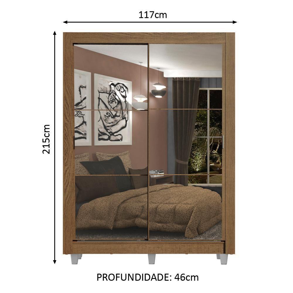 Guarda-Roupa Dallas Plus 2 Portas Correr 2 Espelhos Madesa - 8