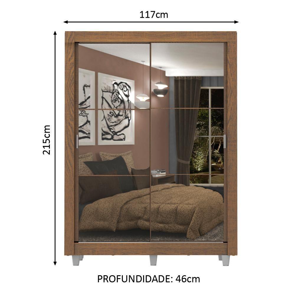 Guarda-Roupa Dallas Plus 2 Portas Correr 2 Espelhos Madesa - 3