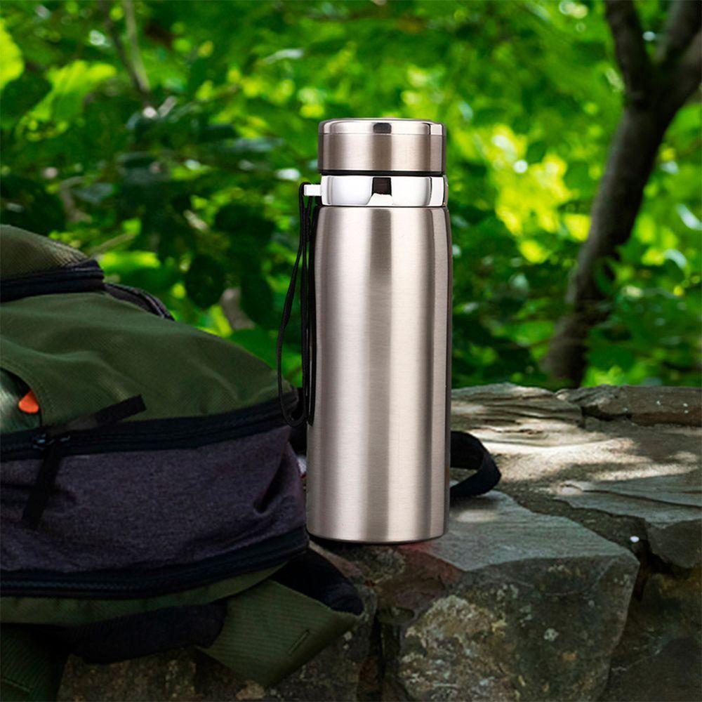 Garrafinha Térmica Aço Inox 800ml água Gelada Quente C/ Vedação Academia Trilha Prateado - 4