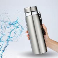 Garrafinha Térmica Aço Inox 800ml água Gelada Quente C/ Vedação Academia Trilha Prateado - 2