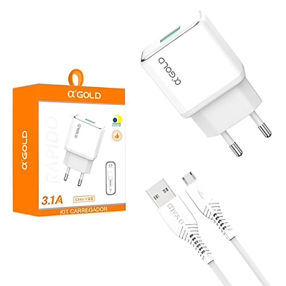 Adaptador Carregador Tomada Turbo 3.1a Cabo Usb V8 - 3