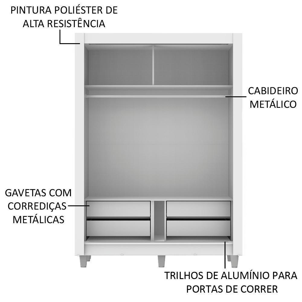 Guarda-Roupa Dallas Plus 2 Portas Rustic/Branco Madesa - 10