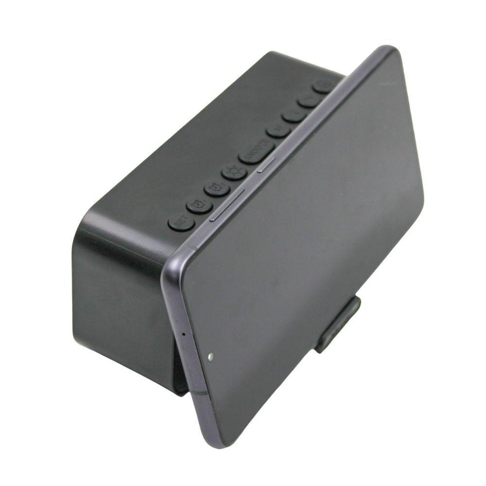 Relogio Despertador Digital Caixa De Som Bluetooth Radio Espelhado Usb Led G10 Preto - 2