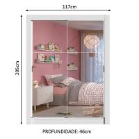 Guarda-roupa Infantil Madesa Theo 2 Portas De Correr De Espelho 4 Gavetas - 2