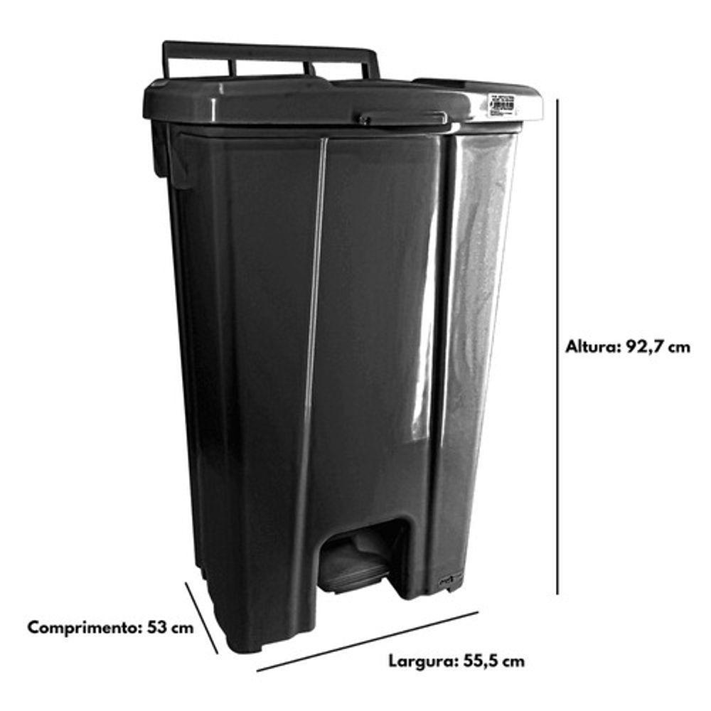 Lixeira 100 Litros Com Roda E Pedal Cor Preto - 7