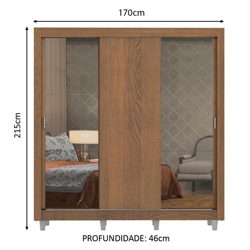 Guarda-roupa Casal Lyon Plus 3 Portas de Correr Madesa - 7