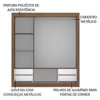 Guarda-roupa Casal Lyon Plus 3 Portas de Correr Madesa - 5