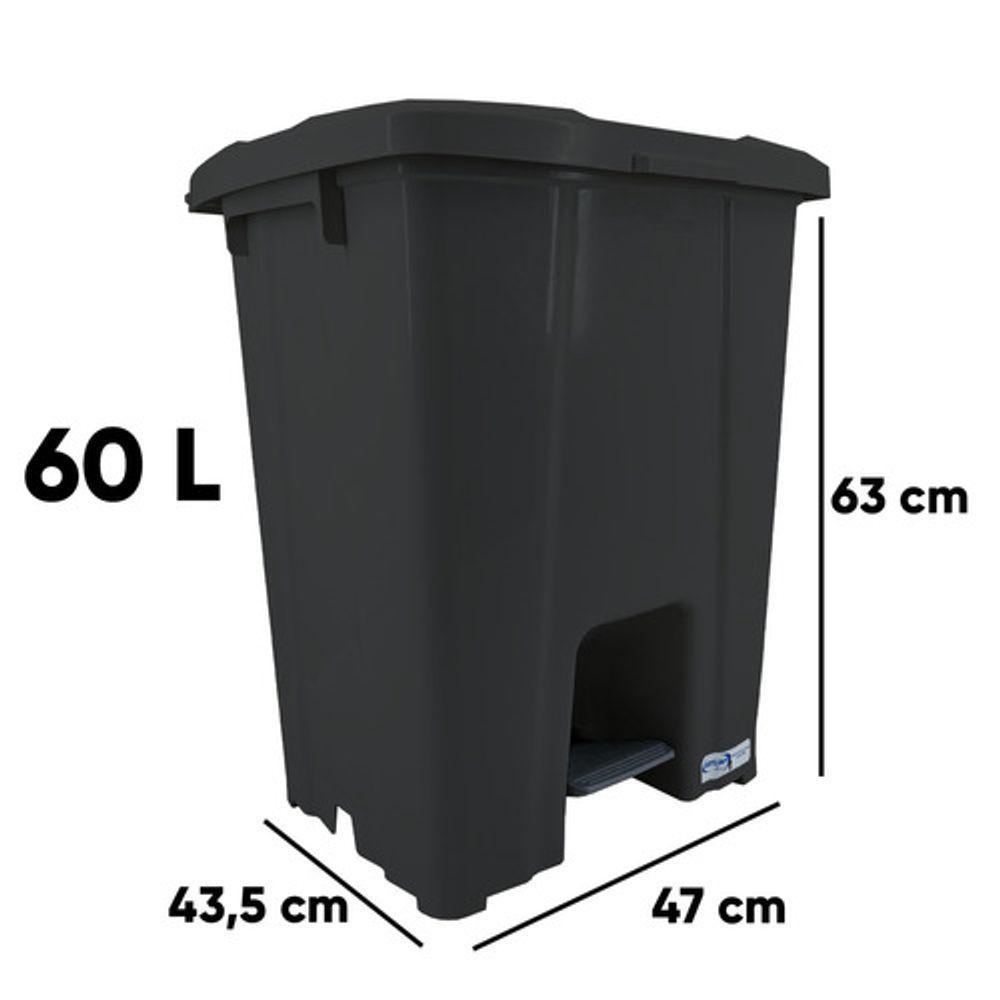 Lixeira Quadrada Plástica Com Pedal 60 Litros Jsn - 4
