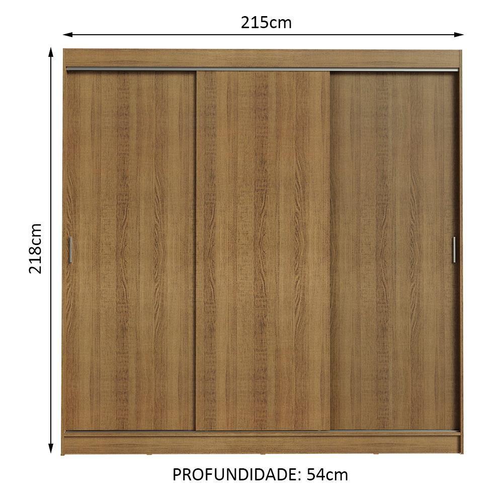 Guarda-roupa Casal Kansas 3 Portas Correr 3 Gavetas Madesa - 5