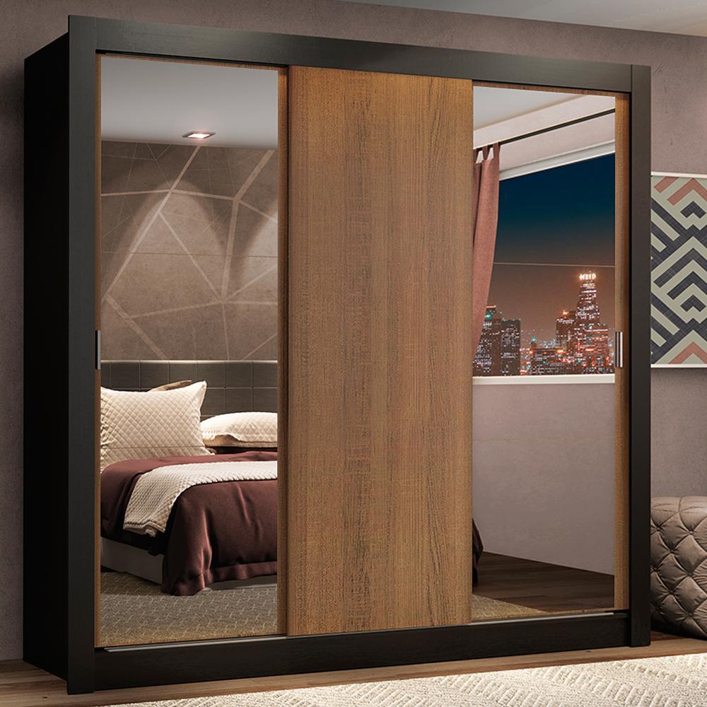 Guarda-roupa Casal Lyon Plus 3 Portas Correr Espelhos - 4